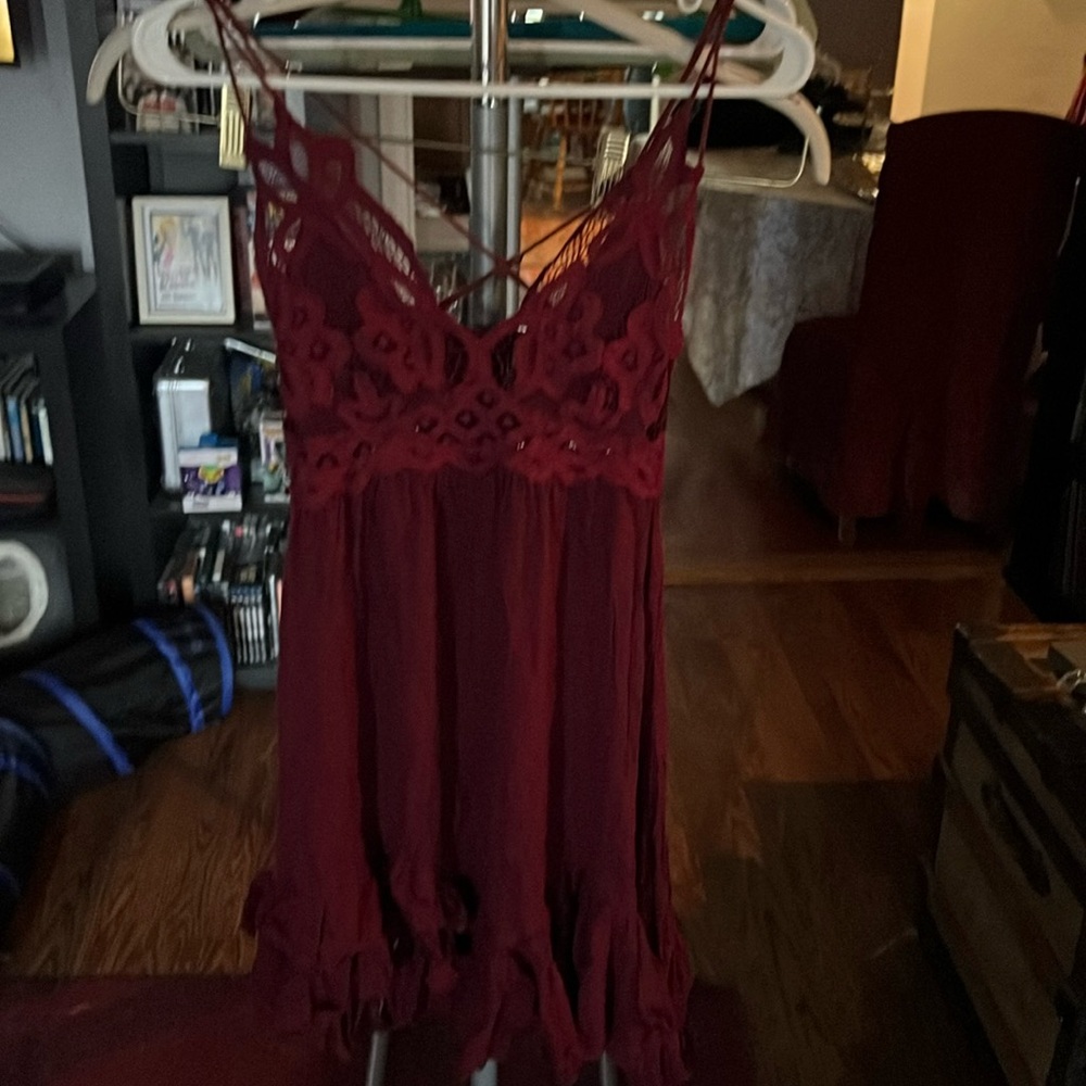 NWOT Free People Burgundy Lace Dress Size S